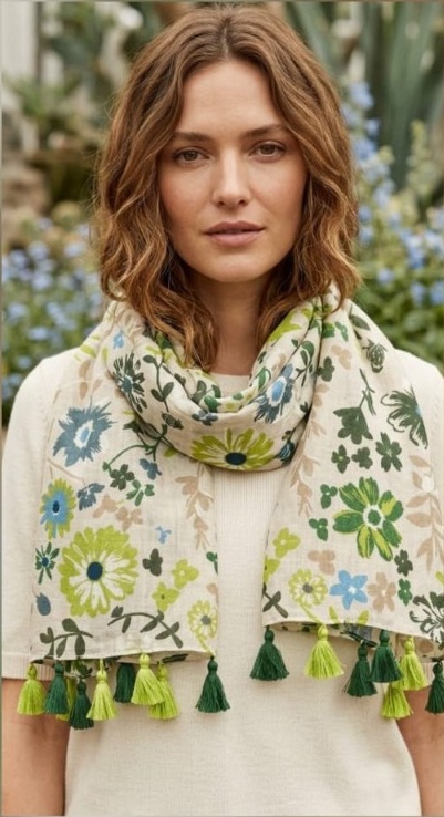 Floral Tassel Scarf - Image 5