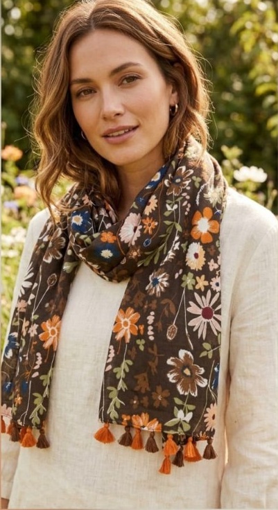 Floral Tassel Scarf - Image 6