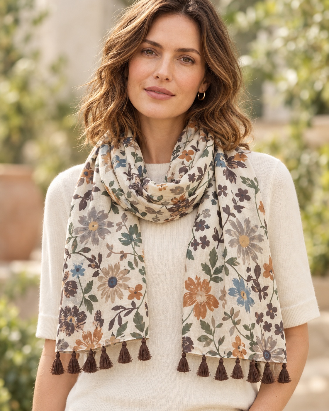 Floral Tassel Scarf - Image 2