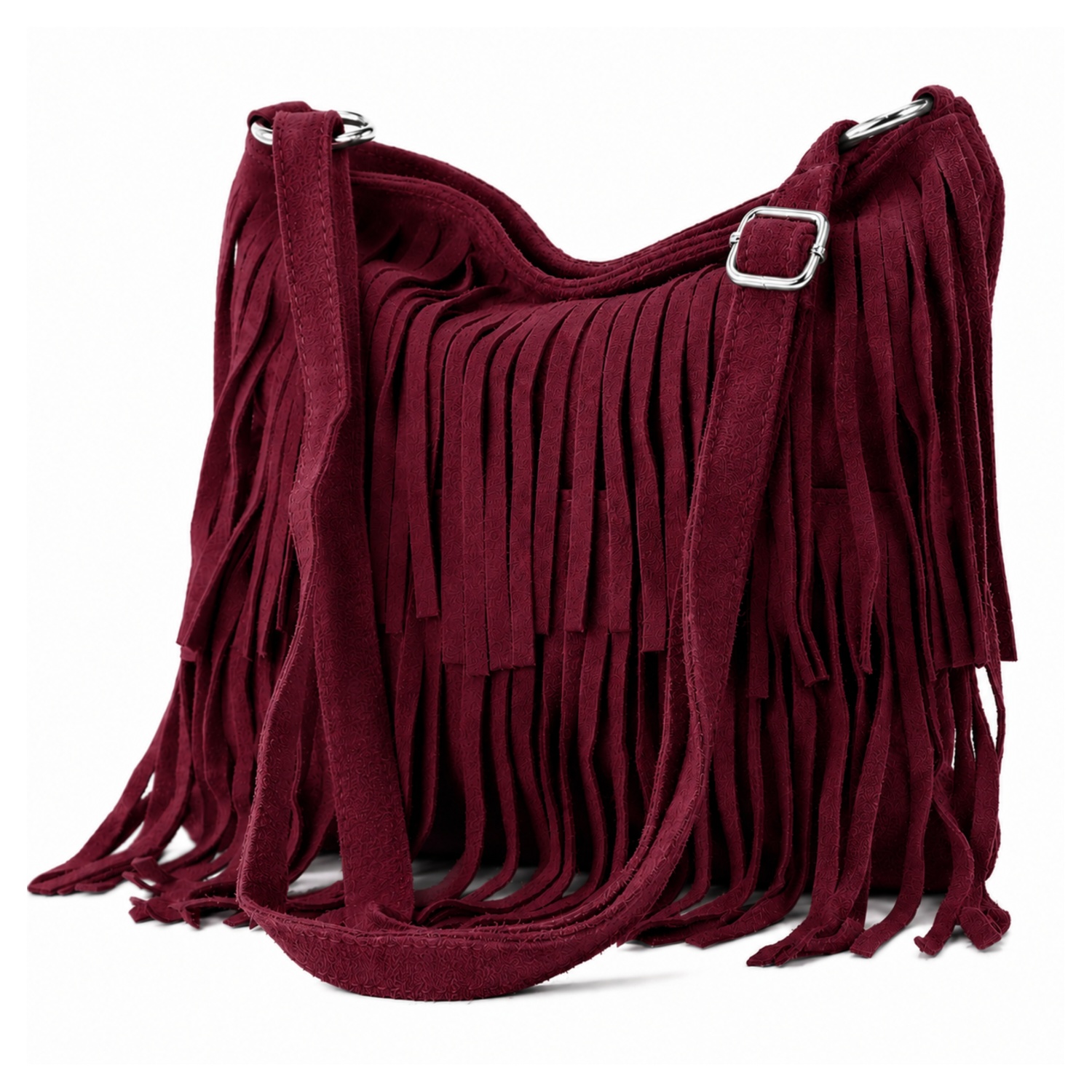 Italian Suede Fringe Crossbody Bag - Image 10