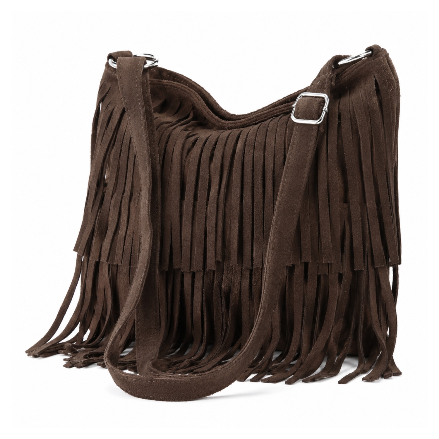 Italian Suede Fringe Crossbody Bag - Image 2