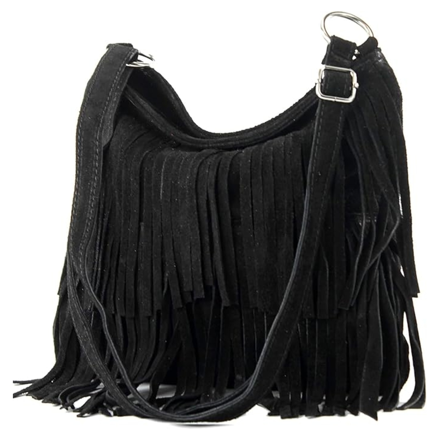 Italian Suede Fringe Crossbody Bag - Image 12