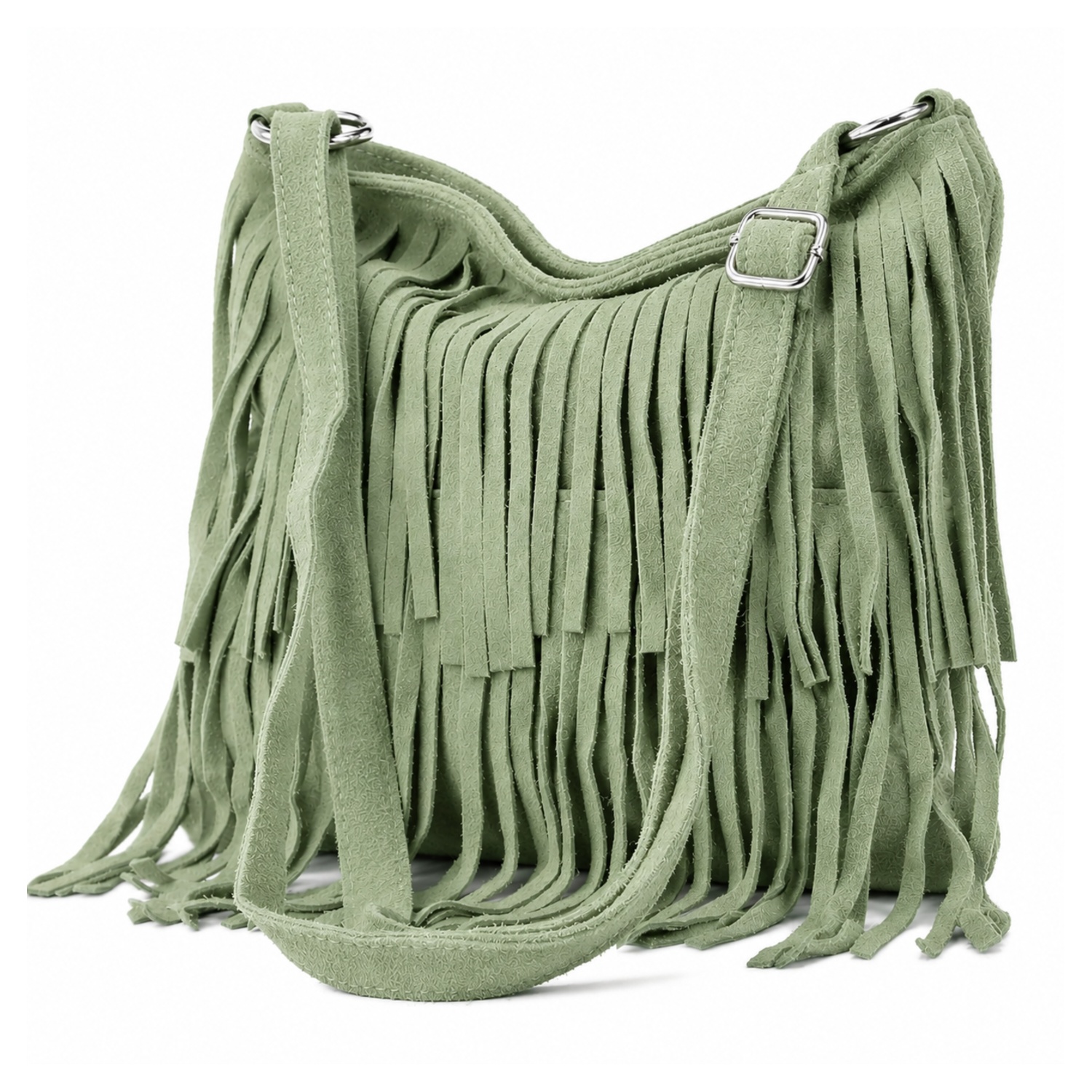 Italian Suede Fringe Crossbody Bag - Image 8