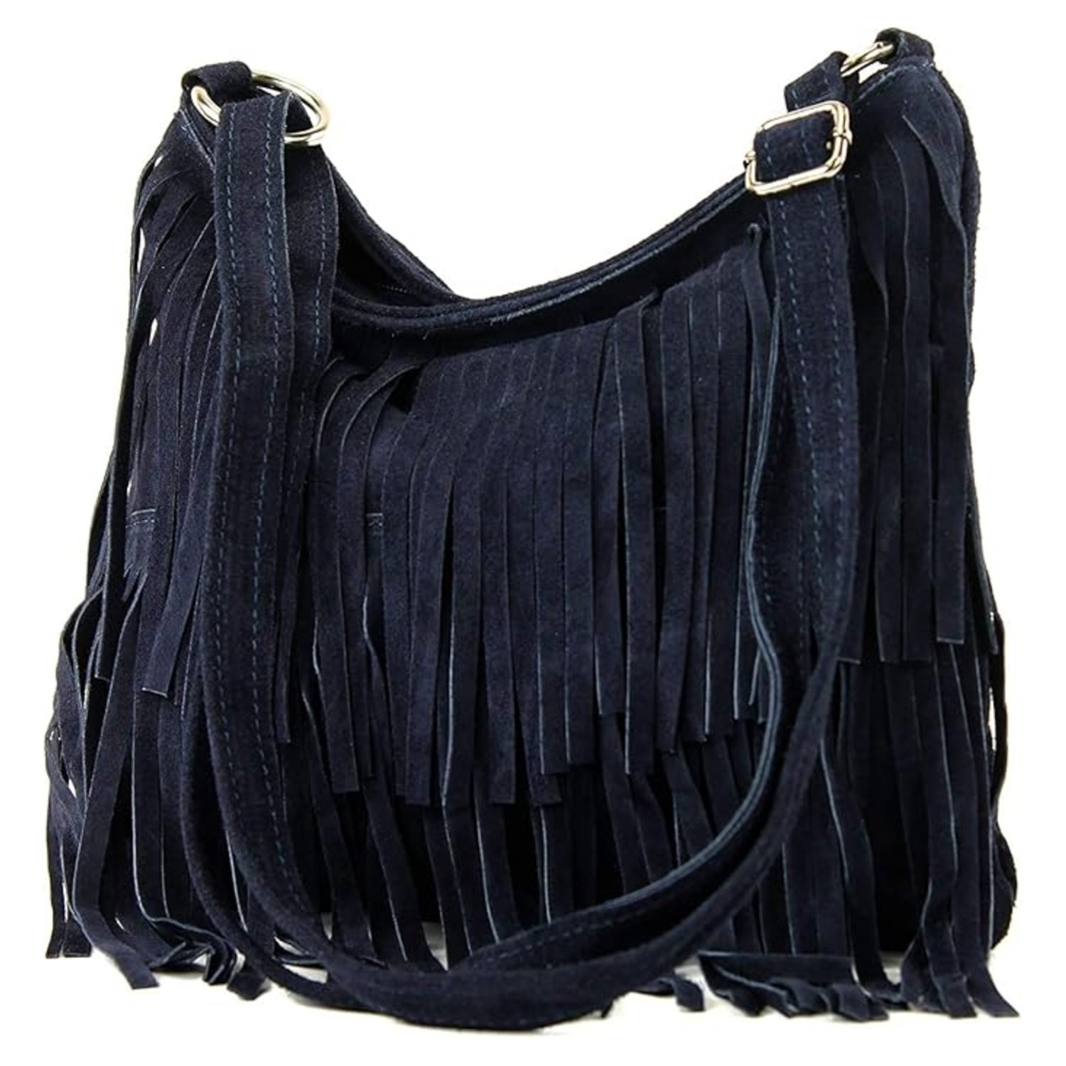 Italian Suede Fringe Crossbody Bag - Image 6