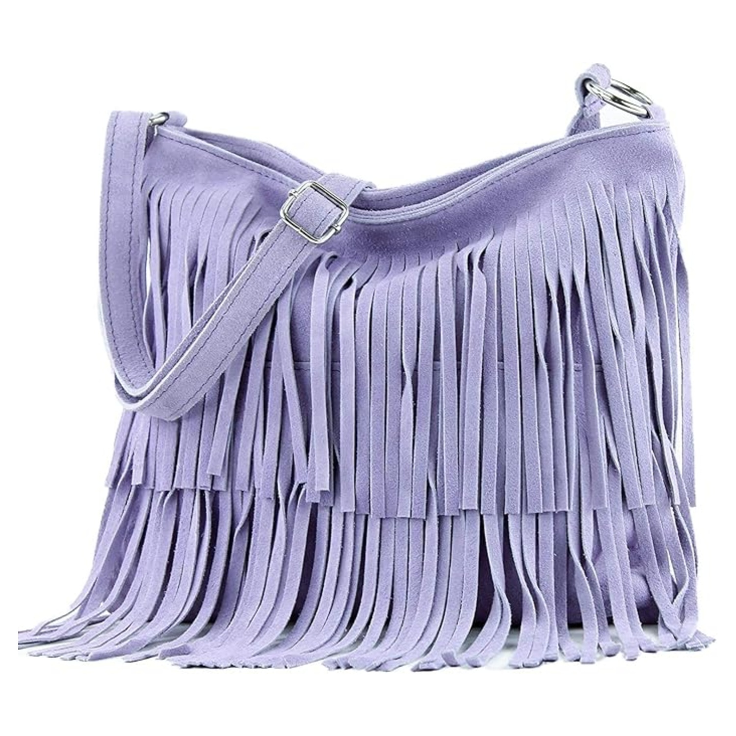 Italian Suede Fringe Crossbody Bag - Image 11