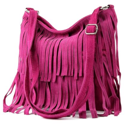 Italian Suede Fringe Crossbody Bag