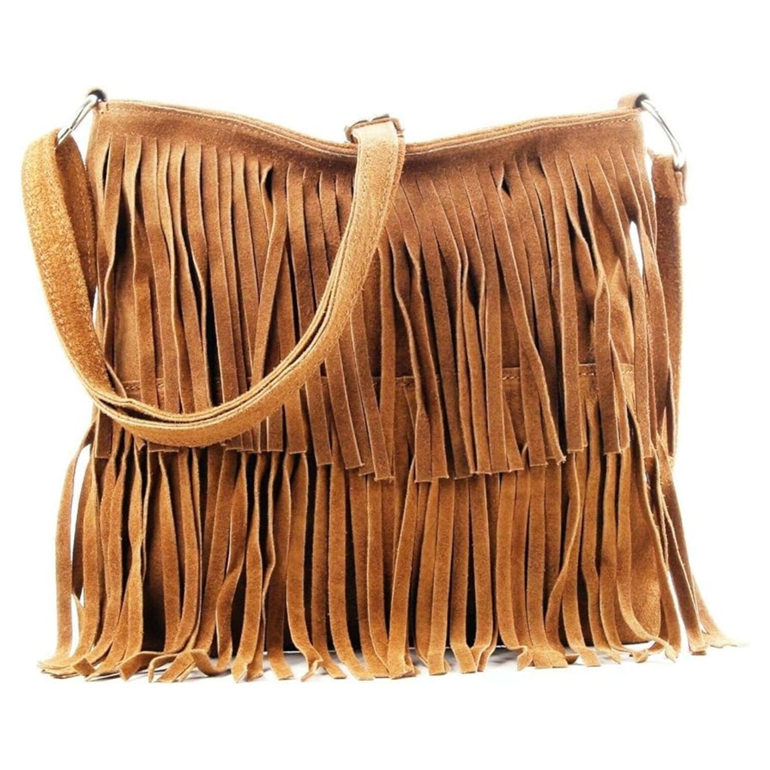 Italian Suede Fringe Crossbody Bag - Image 3
