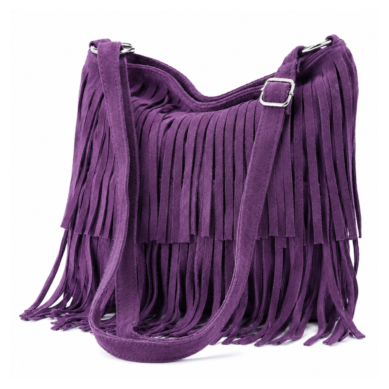 Italian Suede Fringe Crossbody Bag - Image 5