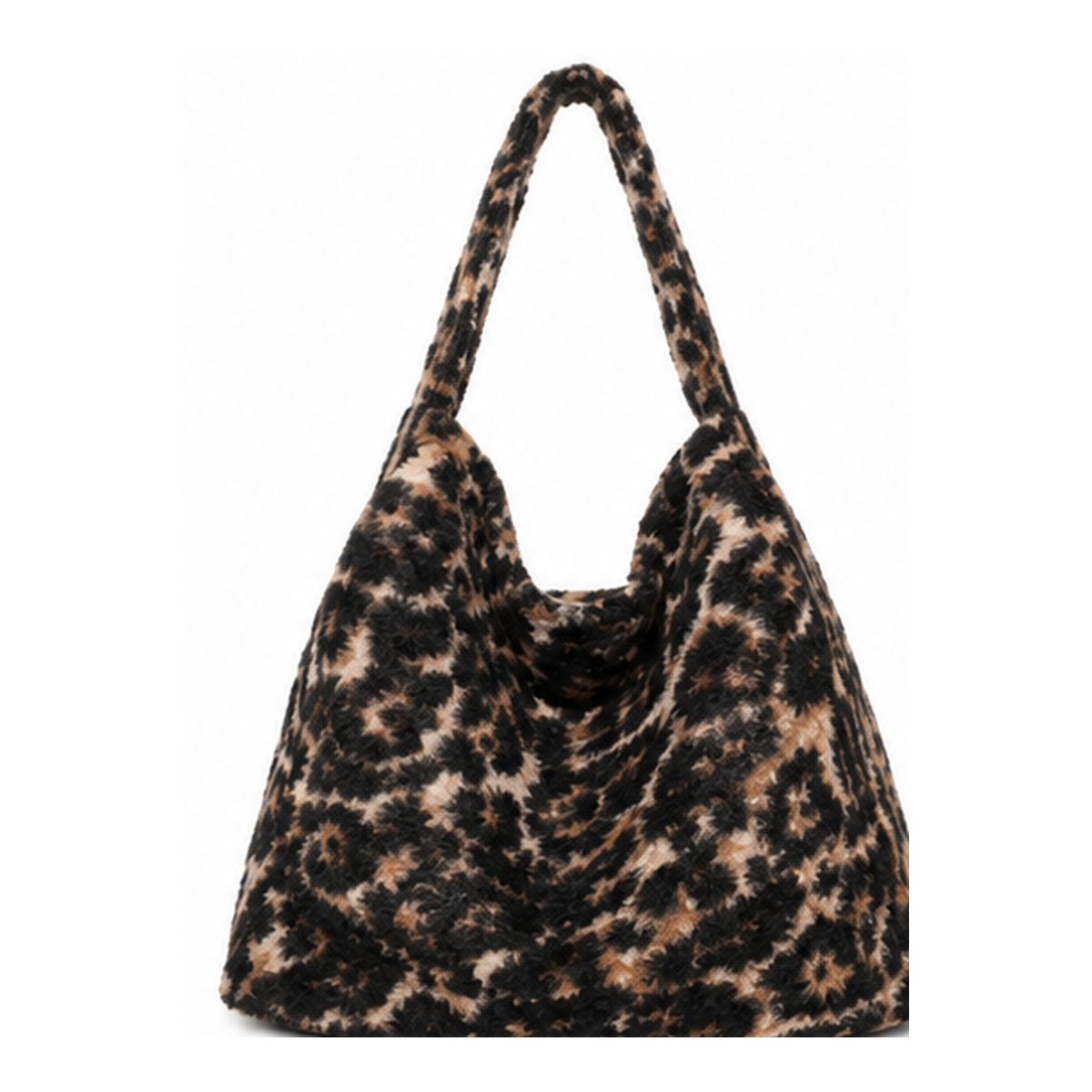 Large Animal Print Teddy Shoulder Bag