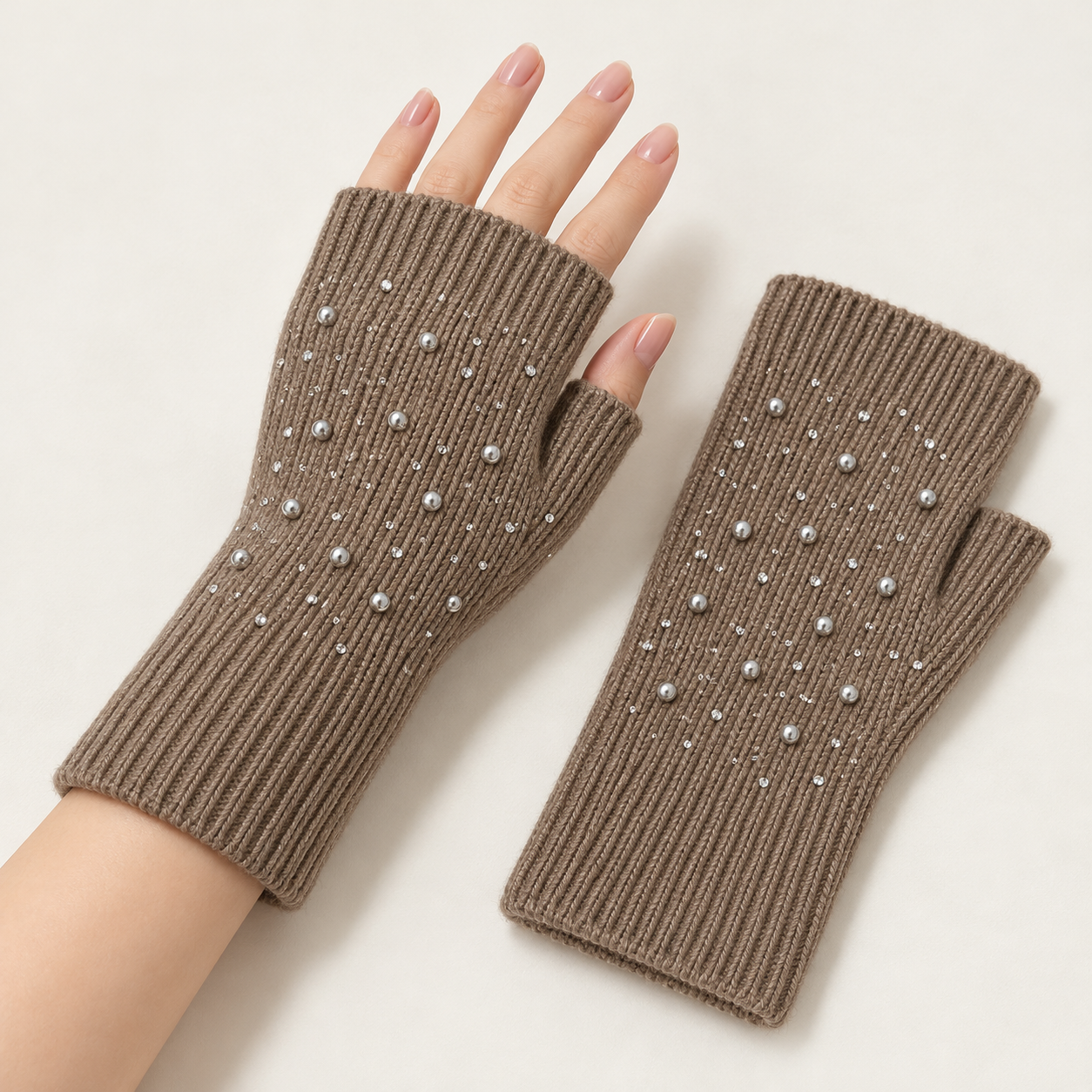 Sparkle Ribbed Fingerless Gloves