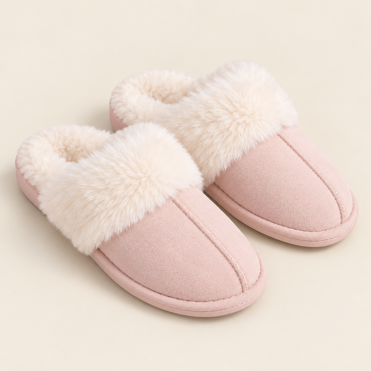 Cosy Faux Fur Trim Mule Slippers - Image 2