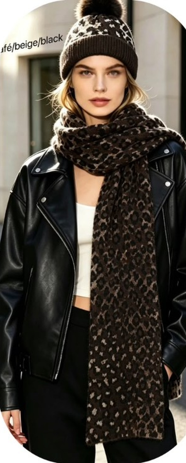 Leopard Print Hat & Scarf Set - Image 4