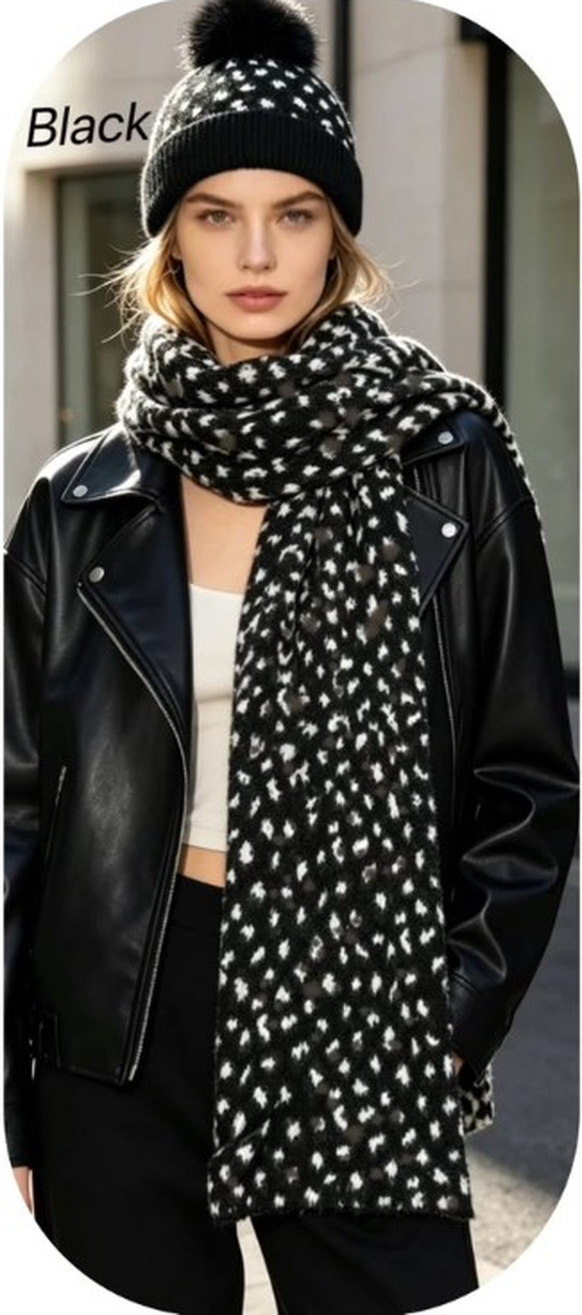 Leopard Print Hat & Scarf Set - Image 2