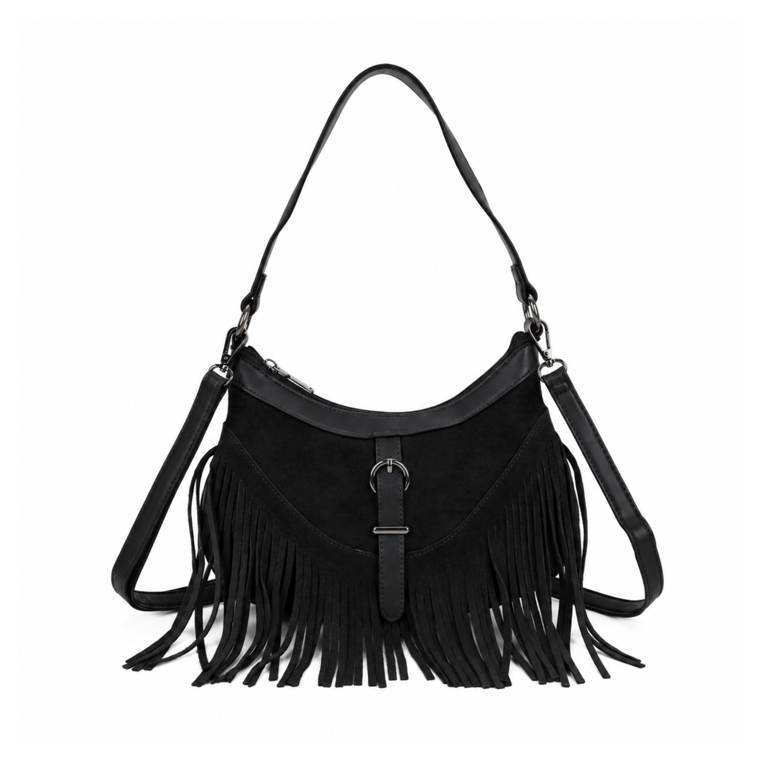 Small Fringe Saddle Shoulder & Crossbody Bag - Image 6