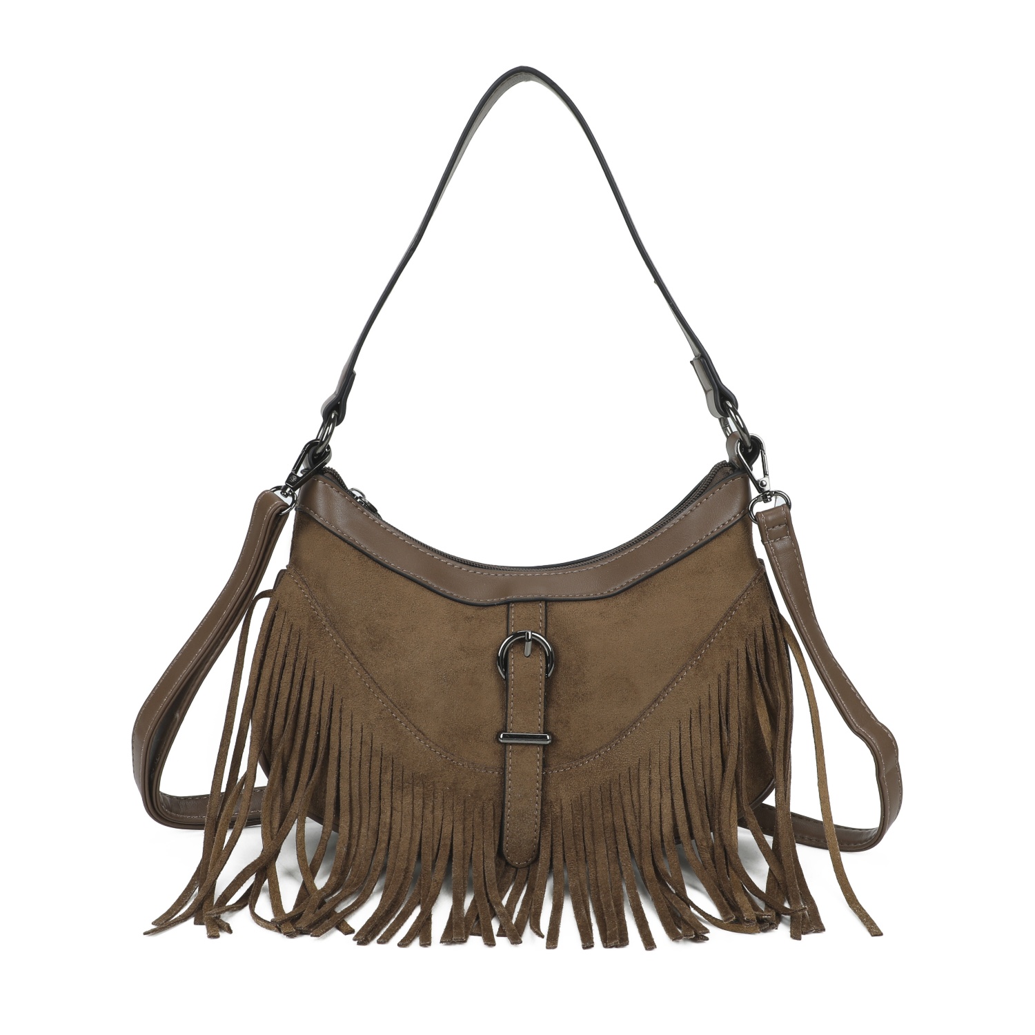 Small Fringe Saddle Shoulder & Crossbody Bag - Image 5