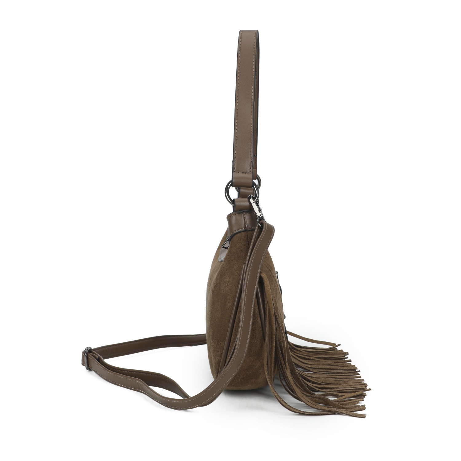 Small Fringe Saddle Shoulder & Crossbody Bag - Image 4