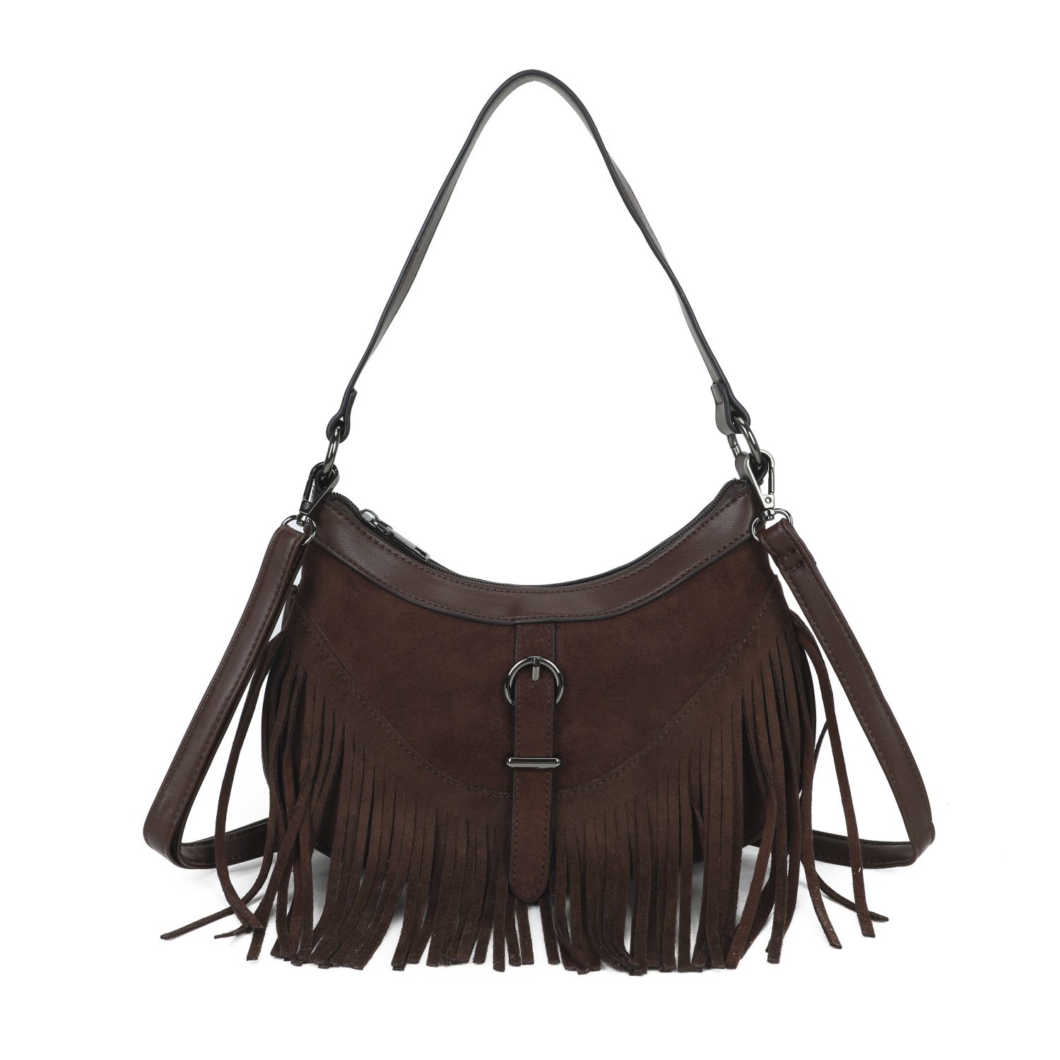 Small Fringe Saddle Shoulder & Crossbody Bag - Image 7