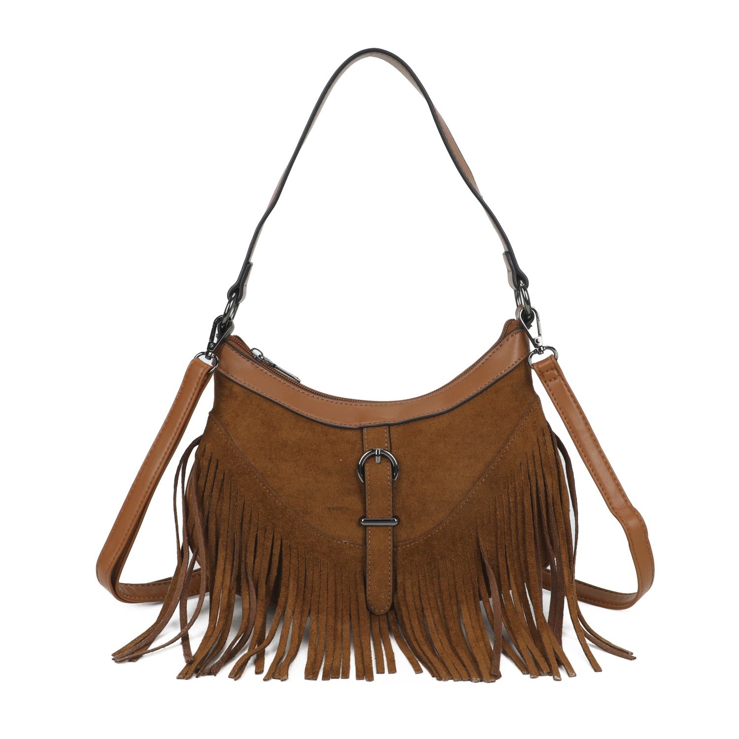 Small Fringe Saddle Shoulder & Crossbody Bag - Image 8
