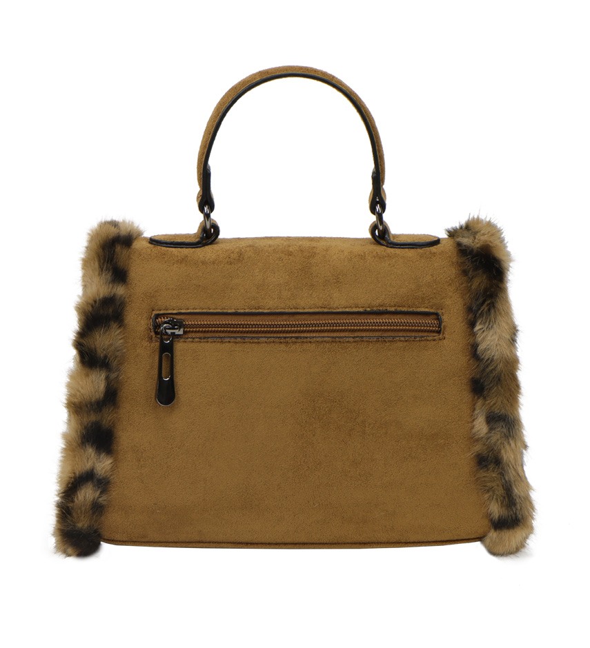 Faux Fur Leopard Trim Satchel - Image 10