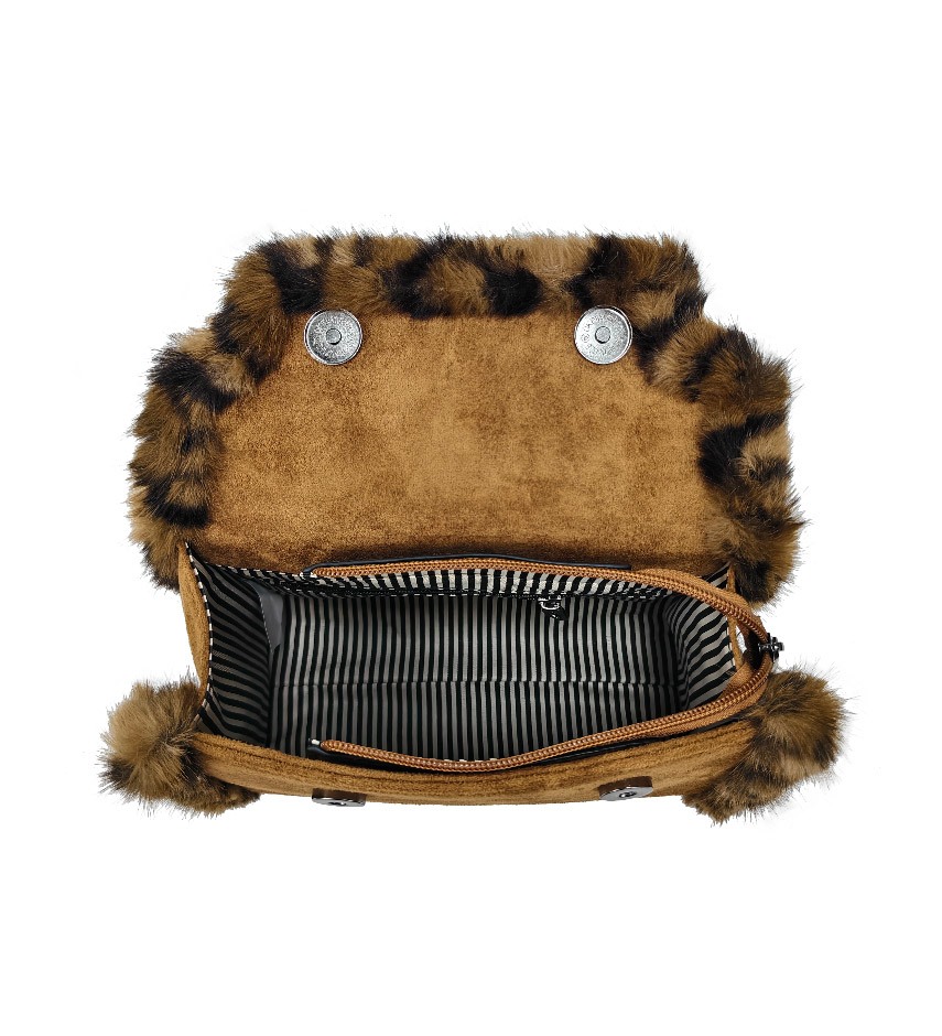 Faux Fur Leopard Trim Satchel - Image 9