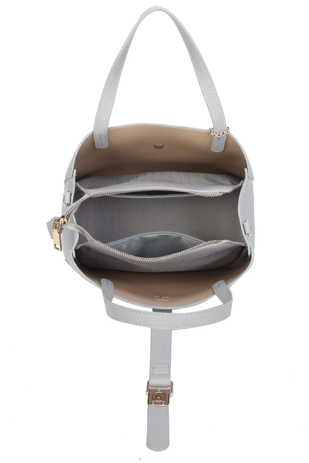 Elegant Structured Tote Bag with Matching Mini Bag Charm - Image 2