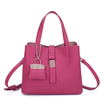 Elegant Structured Tote Bag with Matching Mini Bag Charm
