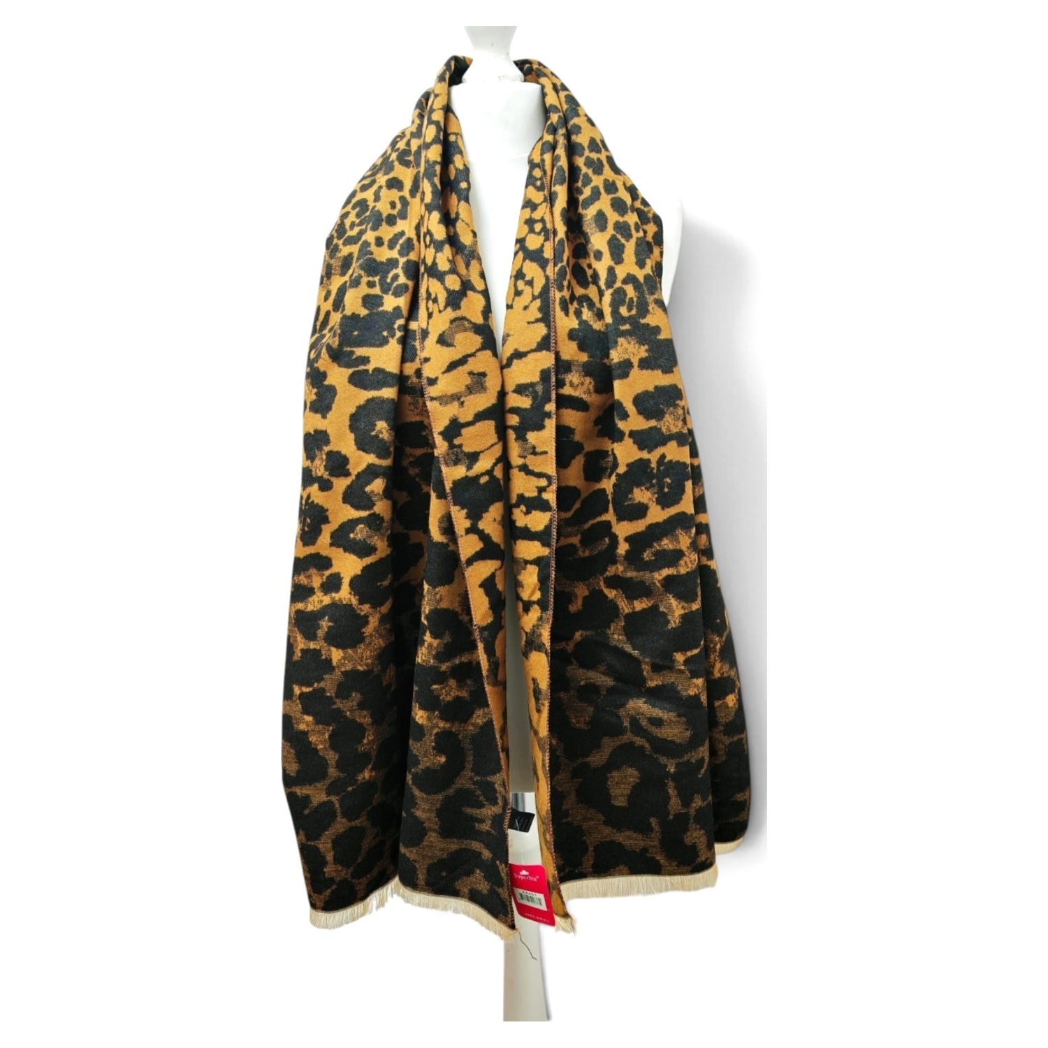 Leopard Print Wool Blend Scarf - Image 4