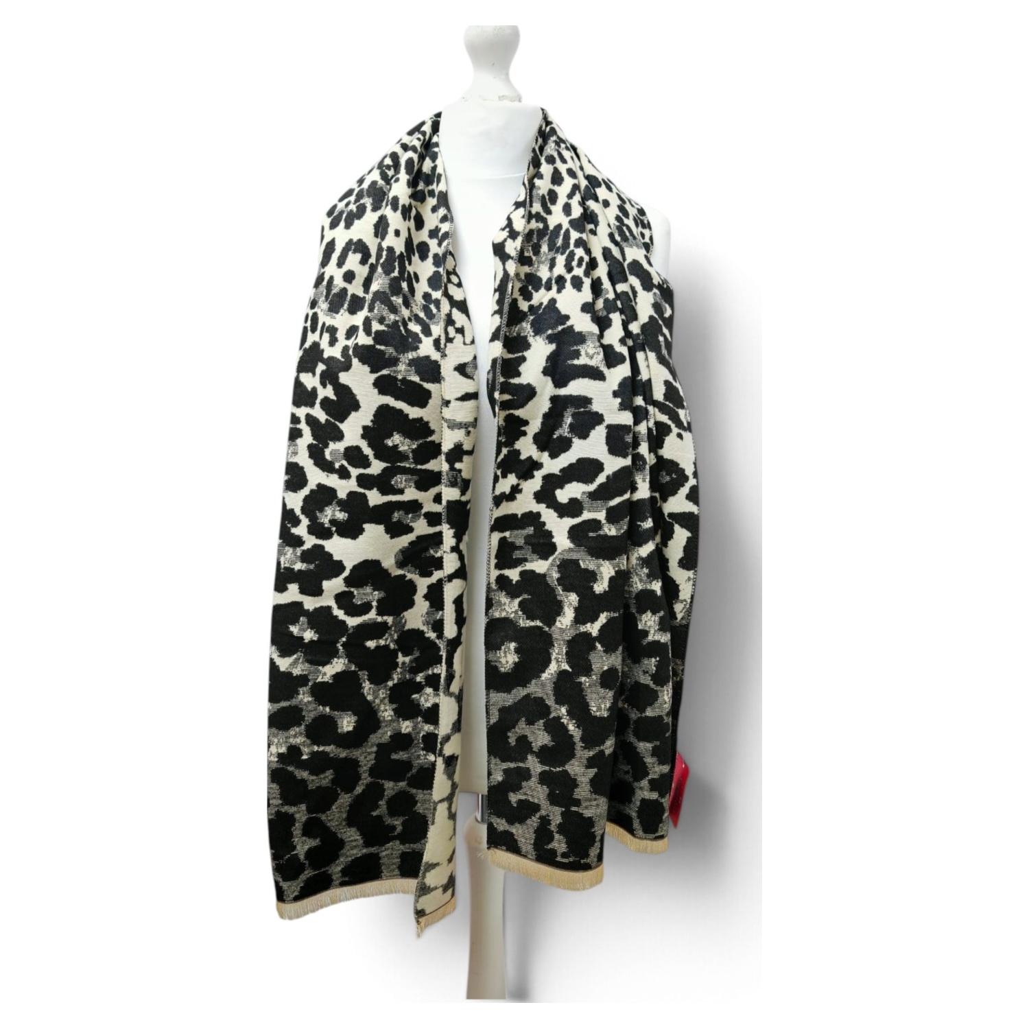 Leopard Print Wool Blend Scarf - Image 2