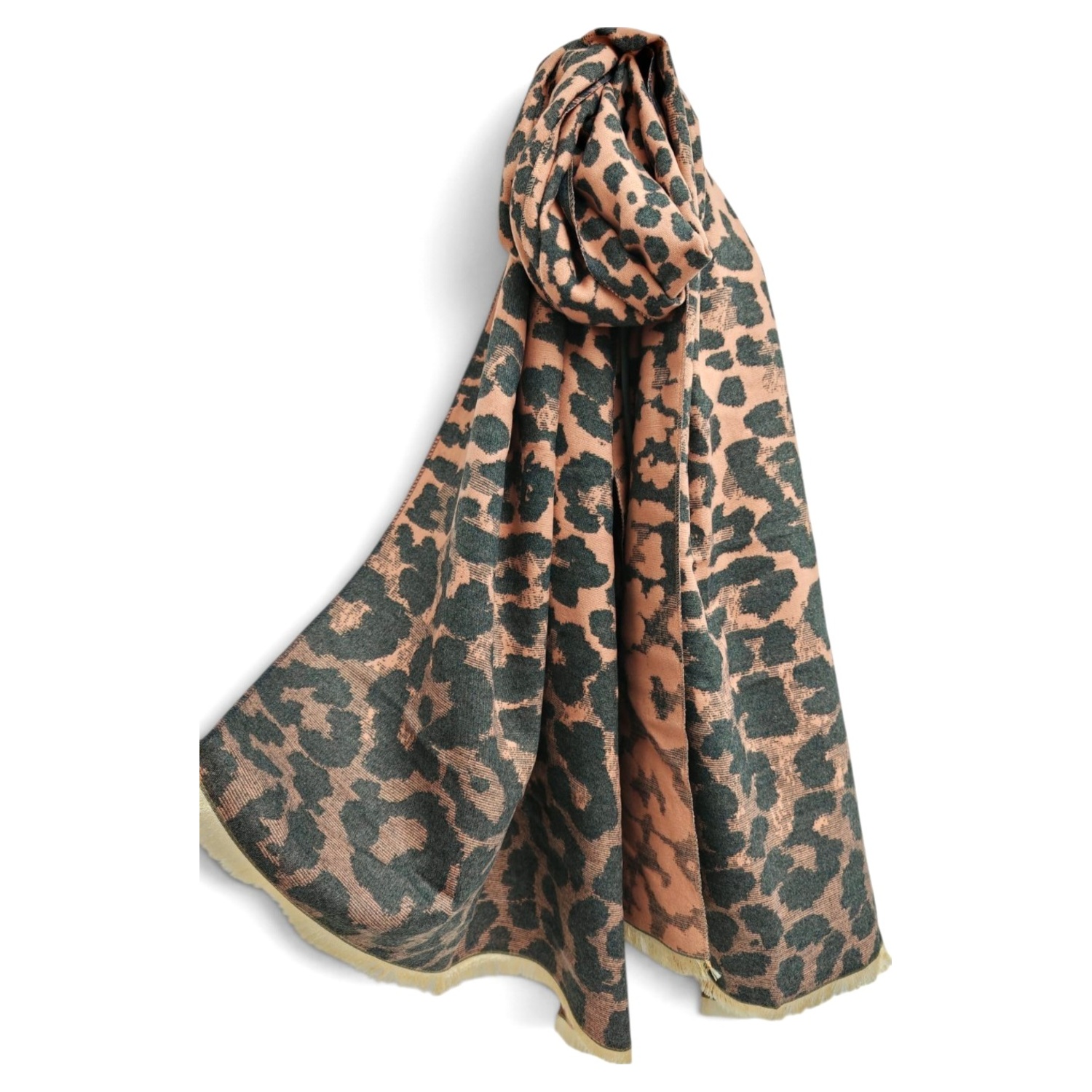Leopard Print Wool Blend Scarf - Image 3