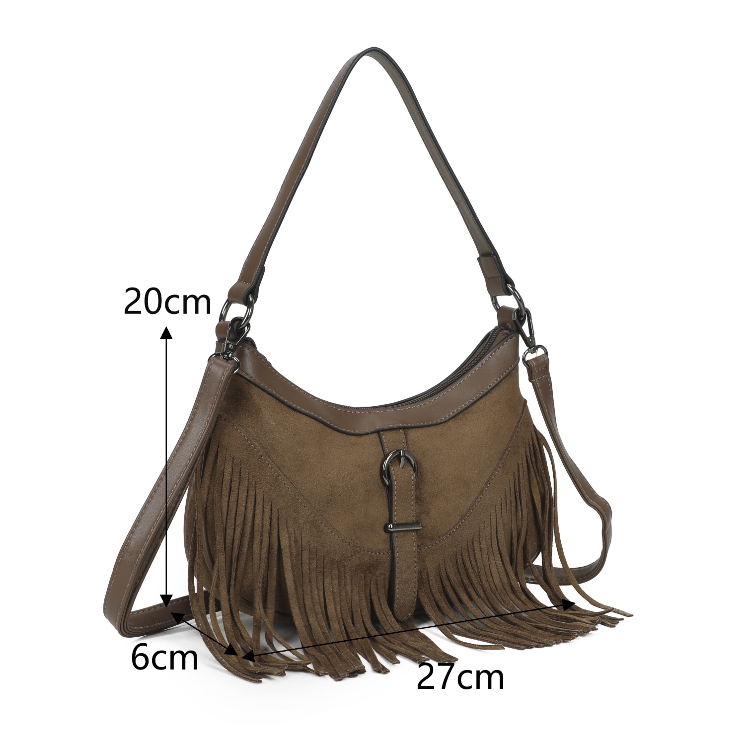 Small Fringe Saddle Shoulder & Crossbody Bag - Image 2